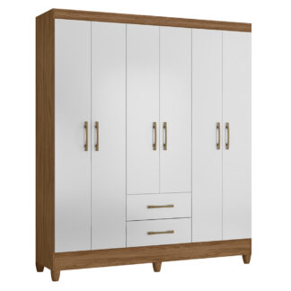 Guarda-Roupa Casal 6 Portas Bater 2 Gavetas Panamá Moval Roupeiro - Naturale/Branco
