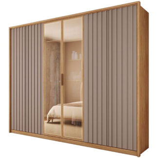 Guarda Roupa Casal 6 Portas 6 Gavetas Espelho Centurium Caemmun - Buriti/Fendi
